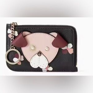 Kate Spade Floral Pup Medium L-zip Card Holder